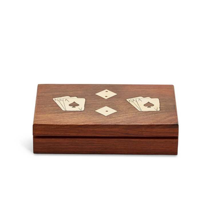 Wood Crafted Playing Card and Dice Set