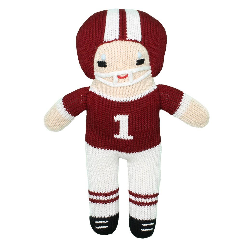 Football Player Knit Dolls | Maroon/White