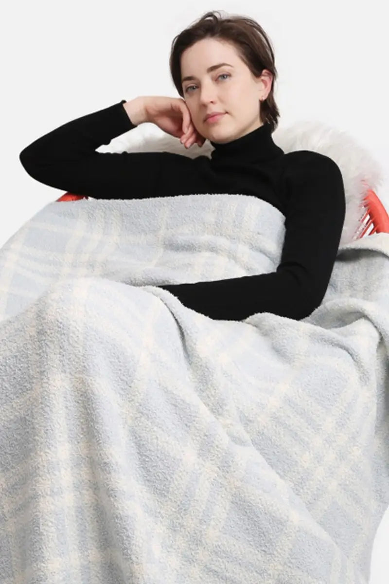 Plaid Luxury Soft Throw Blanket, Blue