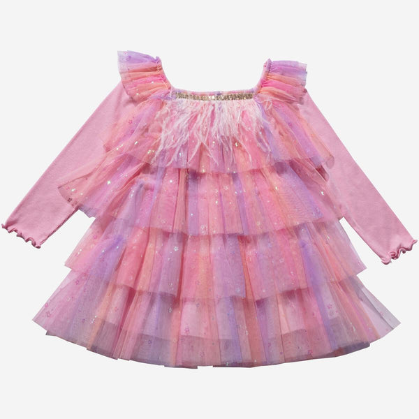 Daisy Ombre Layered Tulle Dress | Pink