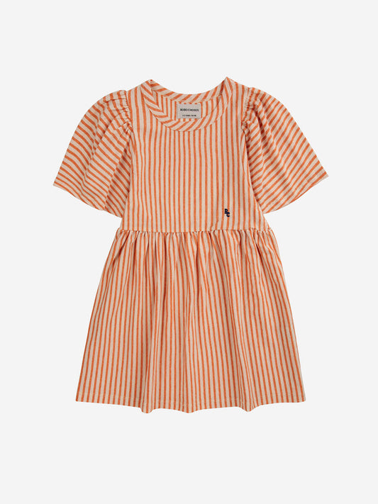 Vertical Stripes Ruffle Sleeve Dress | Kids
