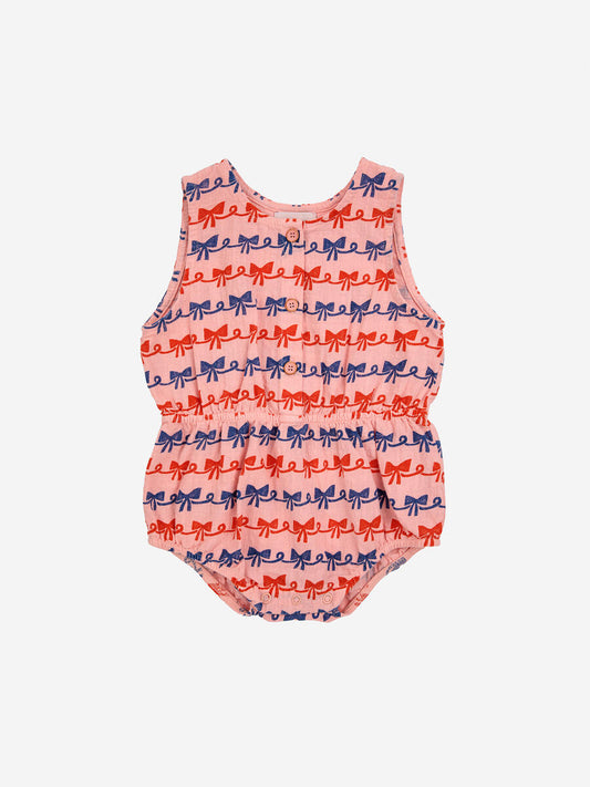Baby Ribbon Bow All Over Woven Romper