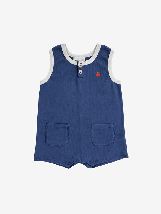 Baby Tomato Embroidered Playsuit | Navy