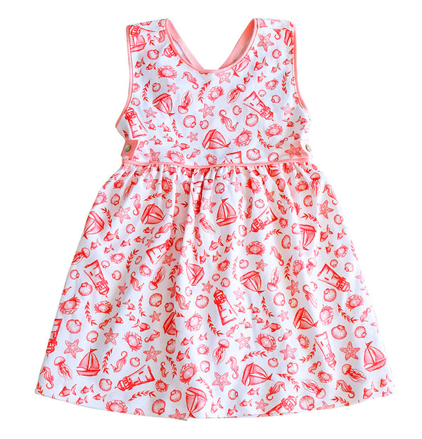 Nautical Print Girl's Pima Sun Dress