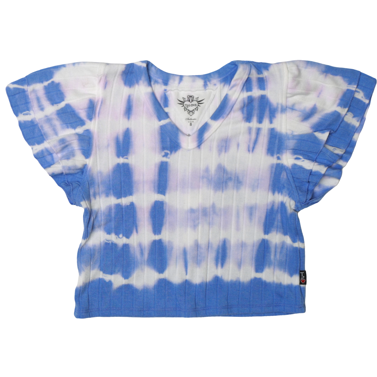 Double Tier V-Neck Top | Periwinkle Tie Dye