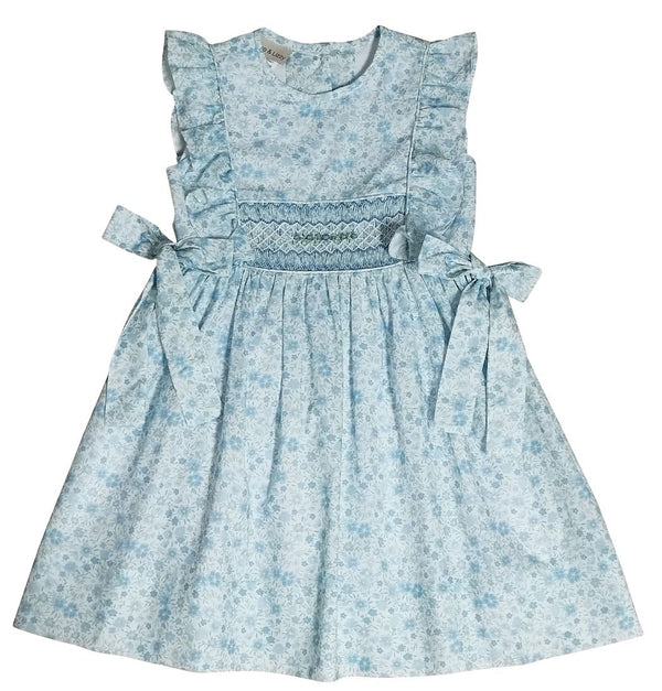 Carly & Ronnie Blue Smocked Ruffle Dress