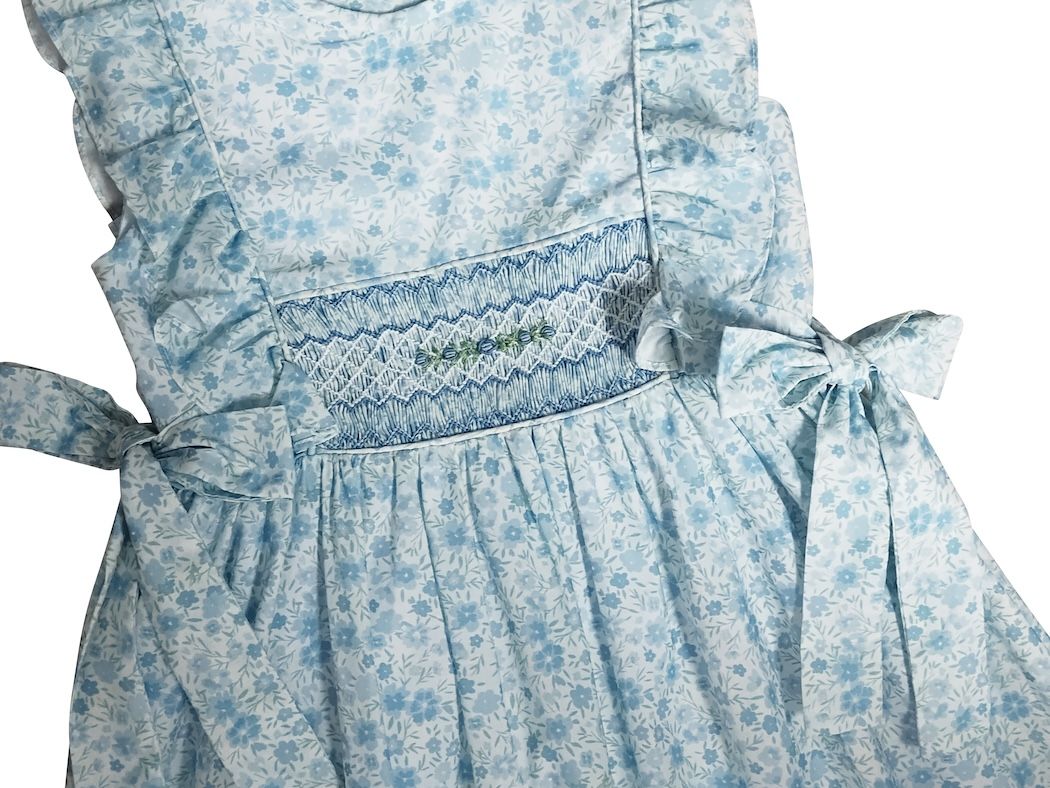 Carly & Ronnie Blue Smocked Ruffle Dress