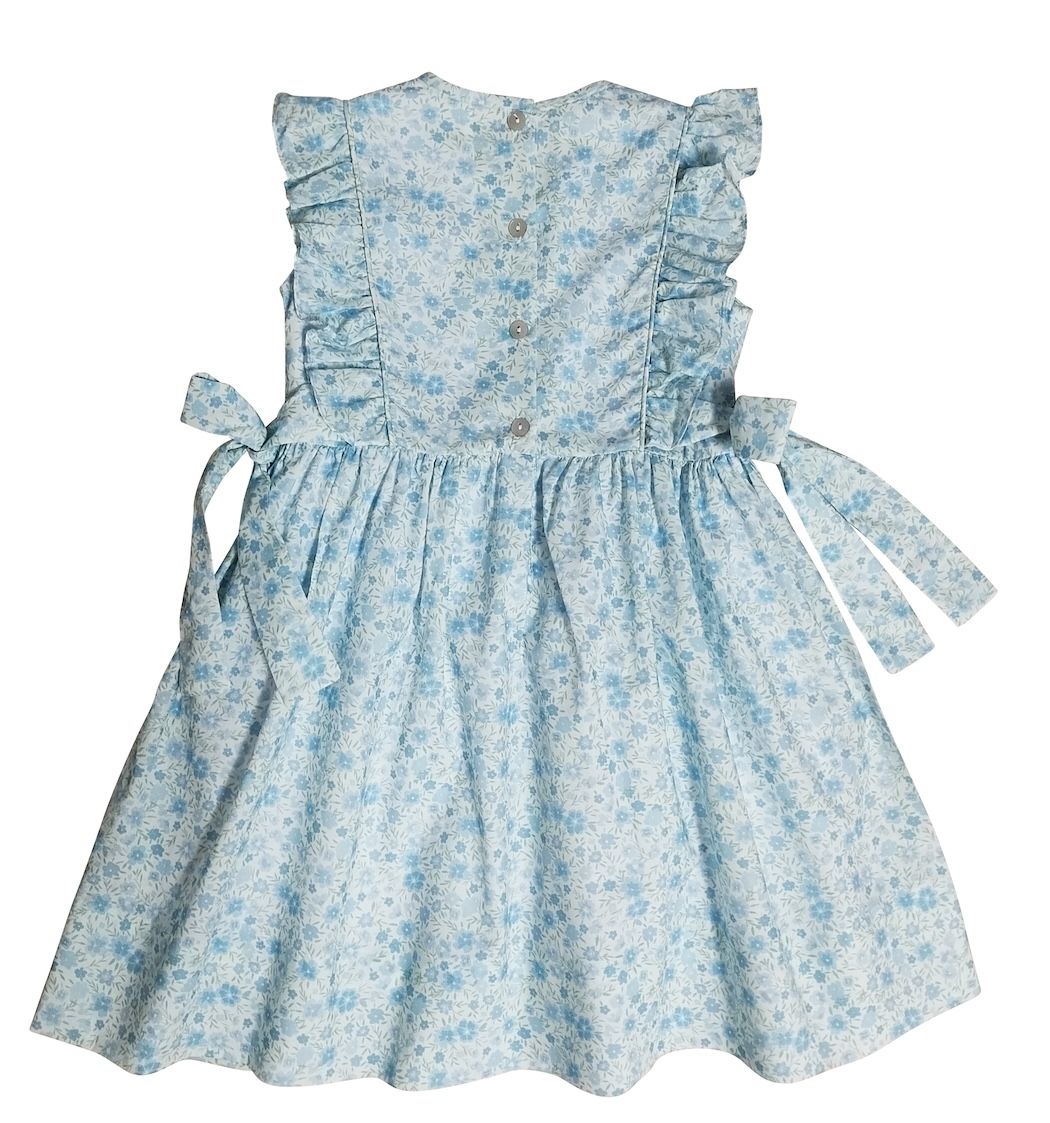 Carly & Ronnie Blue Smocked Ruffle Dress