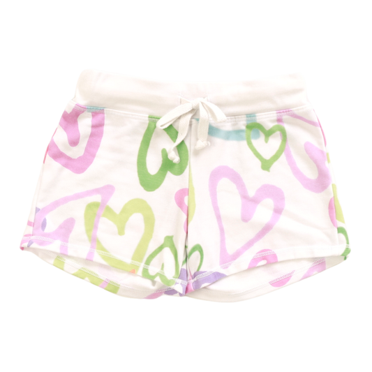 Drawstring Short | White Graffiti Heart