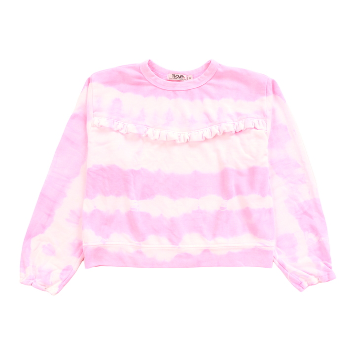 Sweatshirt with Ruffle Bodice | Pink Tie Dye