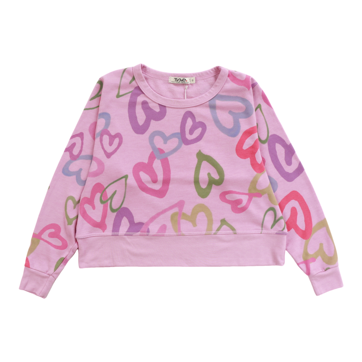 Boxy Crewneck Sweatshirt | Lavender Graffiti Hearts