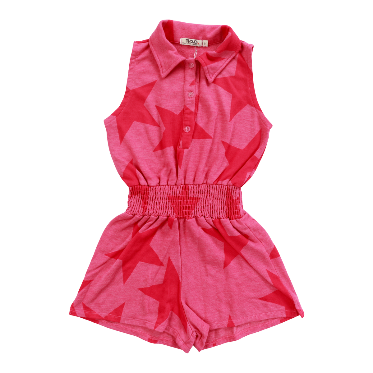 Stars Collared Romper | Hot Pink