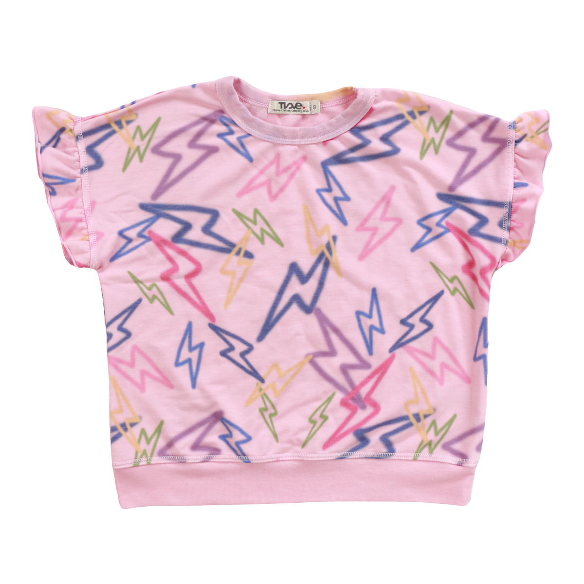 Ruffle Sleeve Banded Top| Pink Mix Bolts