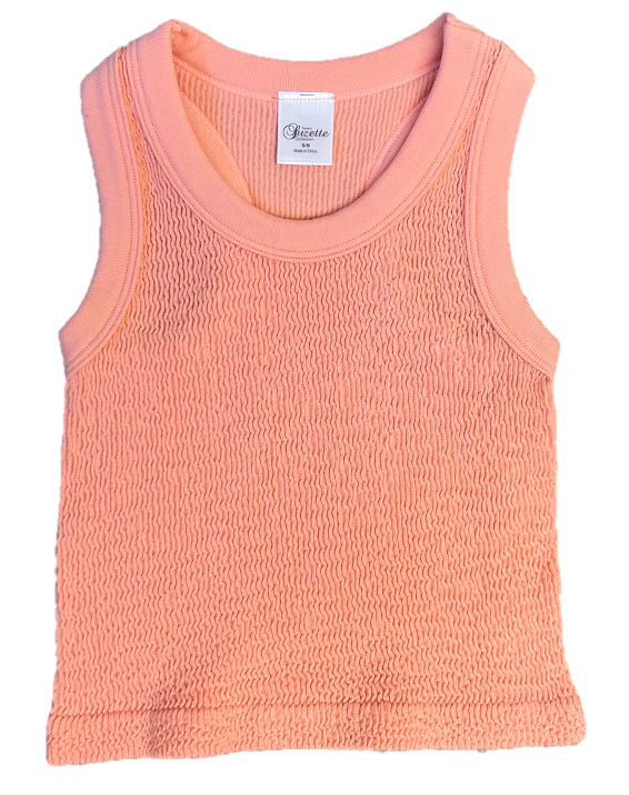 Smocking Sleeveless Tank | CORAL