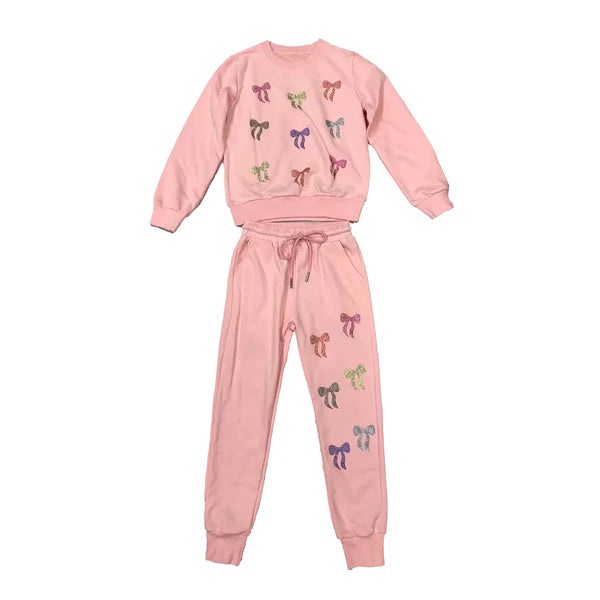 Sparkle Bow Jogger Set | Pink