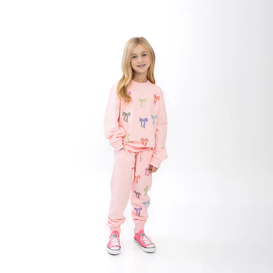 Sparkle Bow Jogger Set | Pink