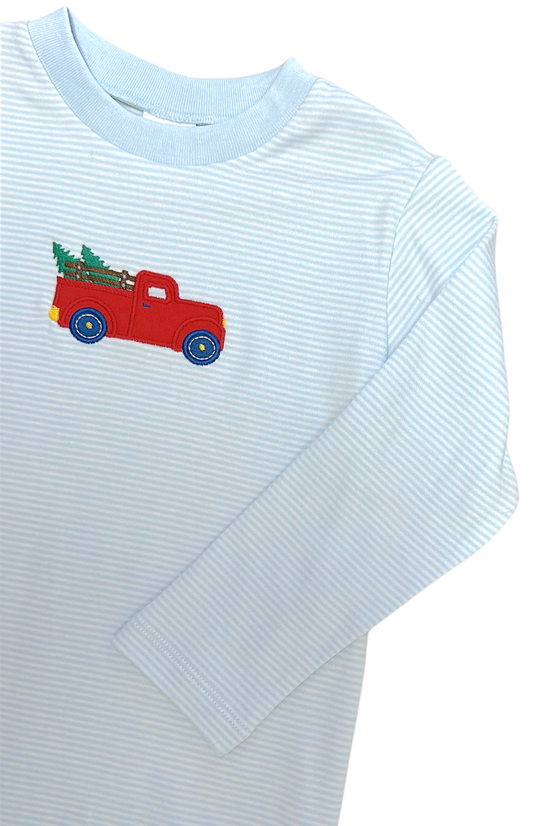 Christmas Tree & Truck stripe knit top