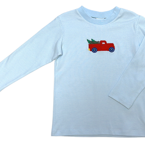 Christmas Tree & Truck stripe knit top