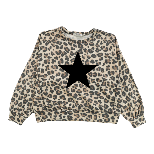 Off Shoulder Dolman Crewneck | Leopard