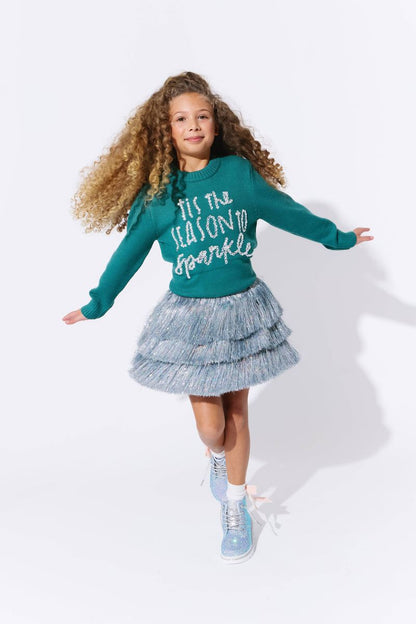 Silver Tinsel Shimmer Tinsel Party Skirt