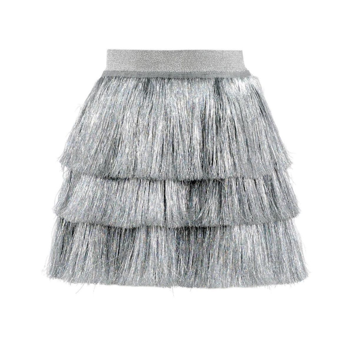 Silver Tinsel Shimmer Tinsel Party Skirt