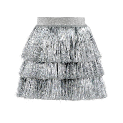 Silver Tinsel Shimmer Tinsel Party Skirt