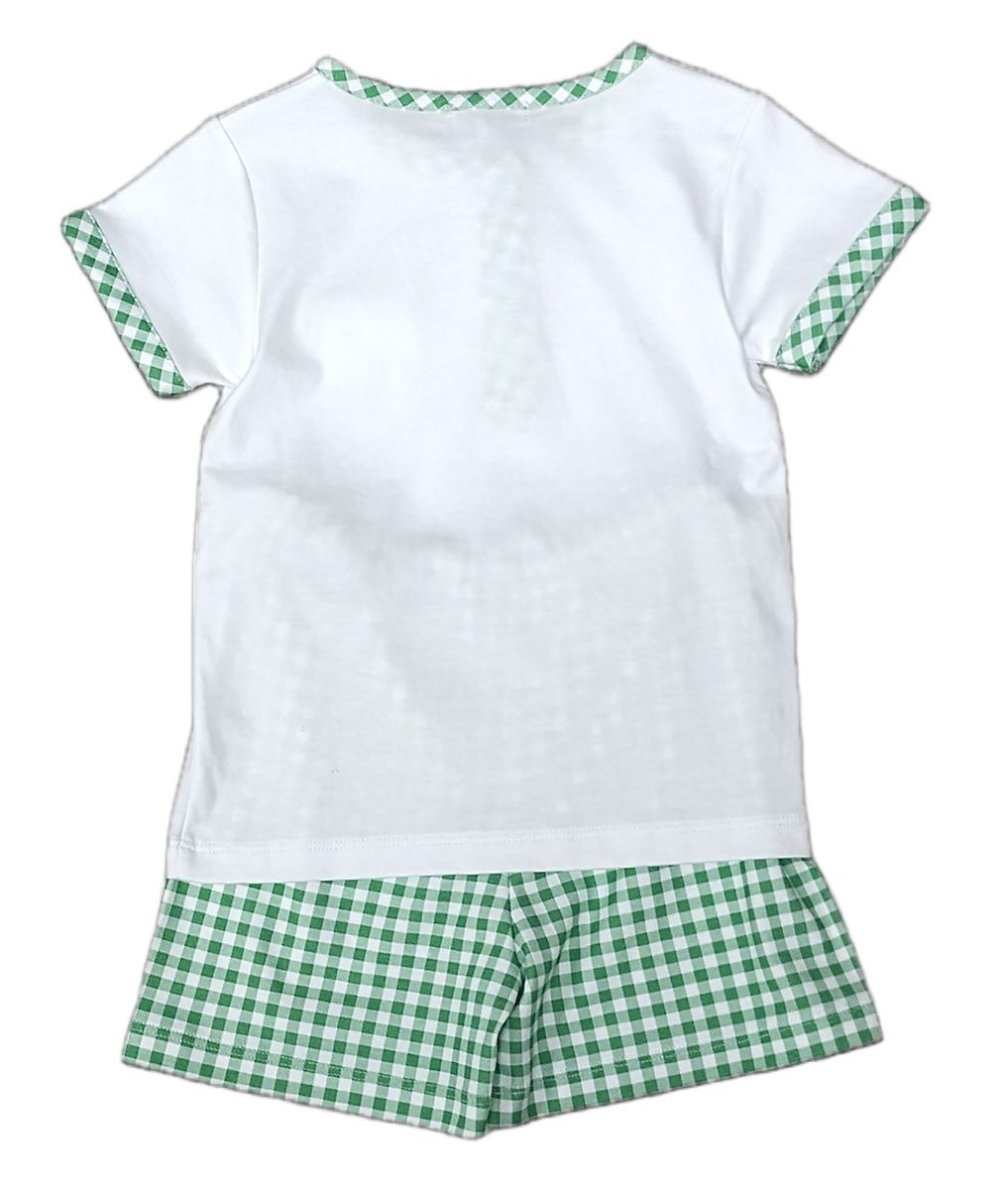 Green Checks Boys Shorts Set