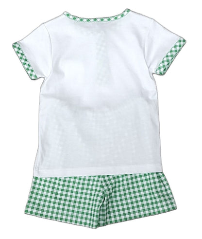Green Checks Boys Shorts Set