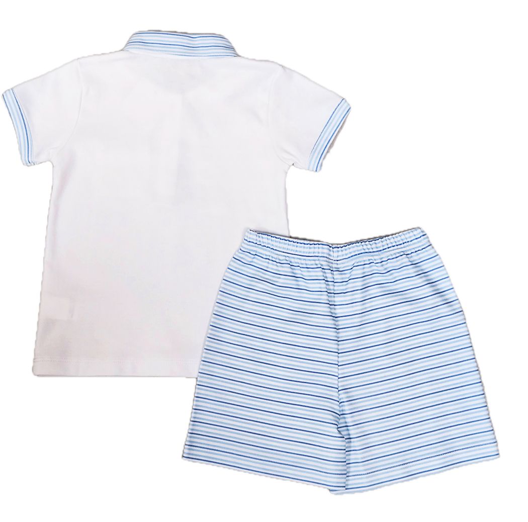 Blue Summer Stripe Boys Shorts Set