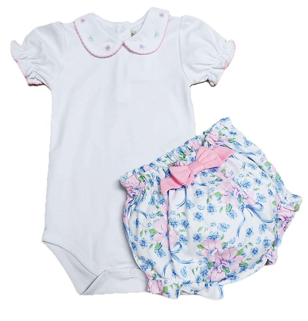 Blue Flowers Diaper Set