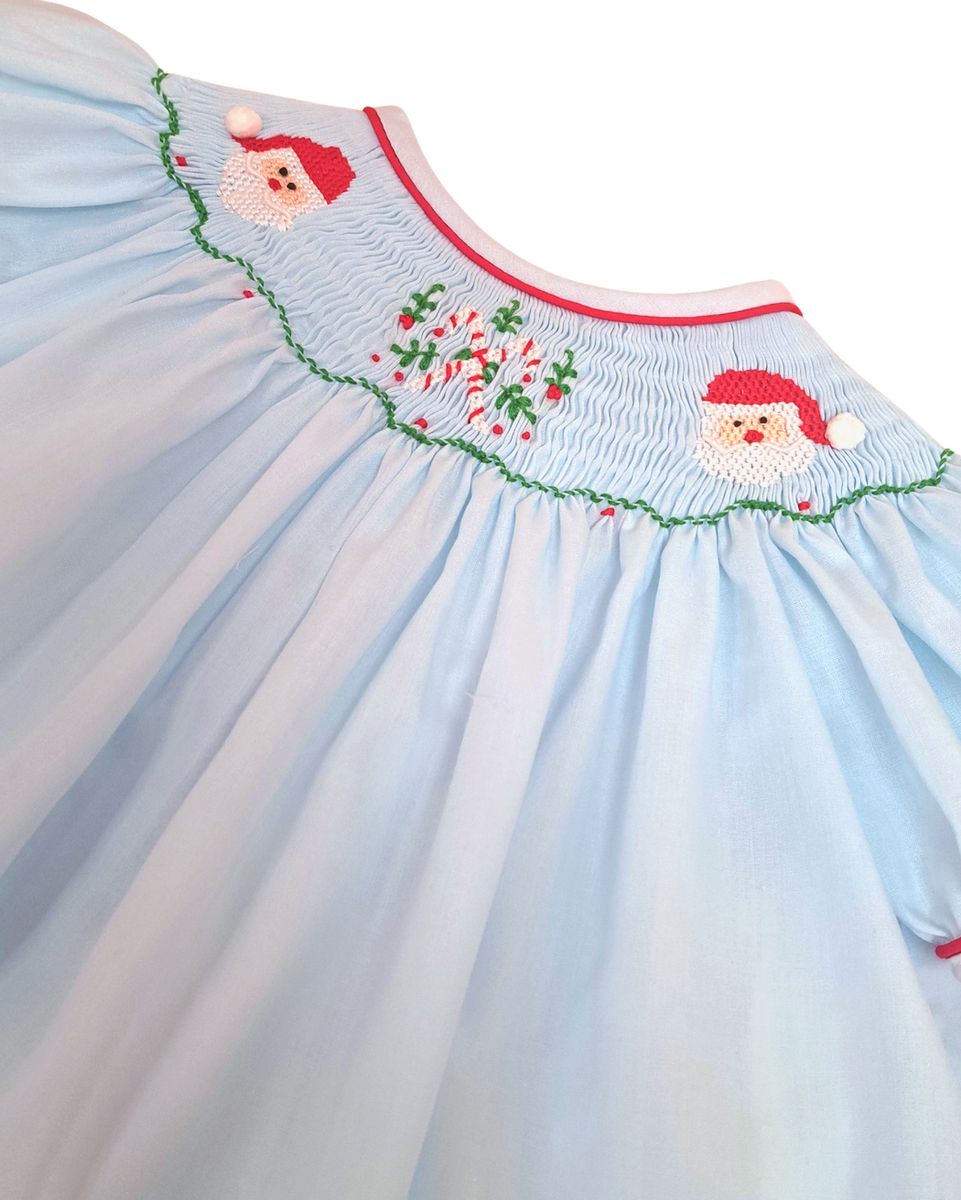Hand Smocked Blue Bishop Set | Santa Claus