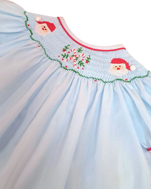Hand Smocked Blue Bishop Set | Santa Claus