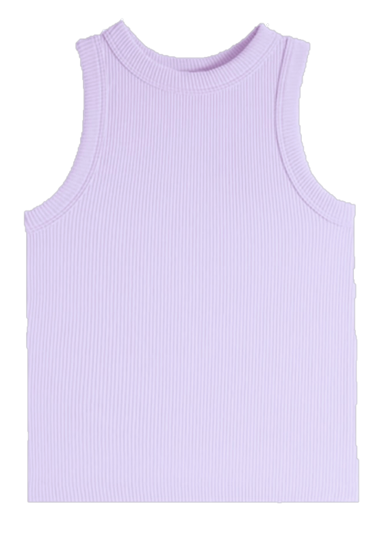 High Neck Ribbed Tank | Lavender