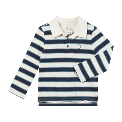 Sagewood Polo | Navy & Teal Stripe