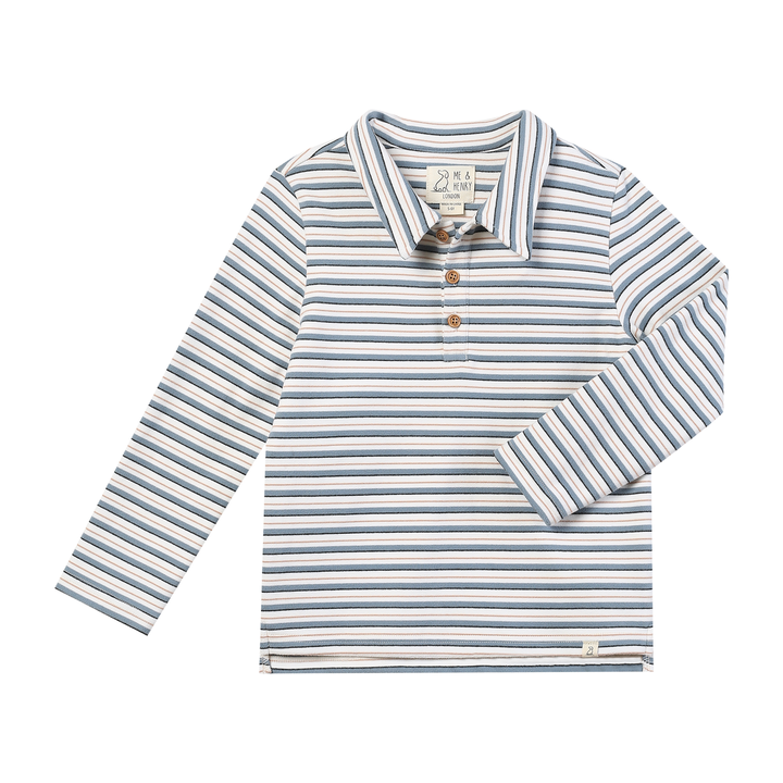 Oxford Blue Stripe Polo | Ivory & Steel Blue Stripe
