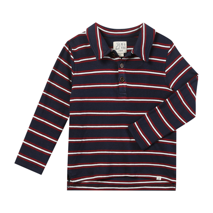 Varsity Polo | Navy & Red Stripe