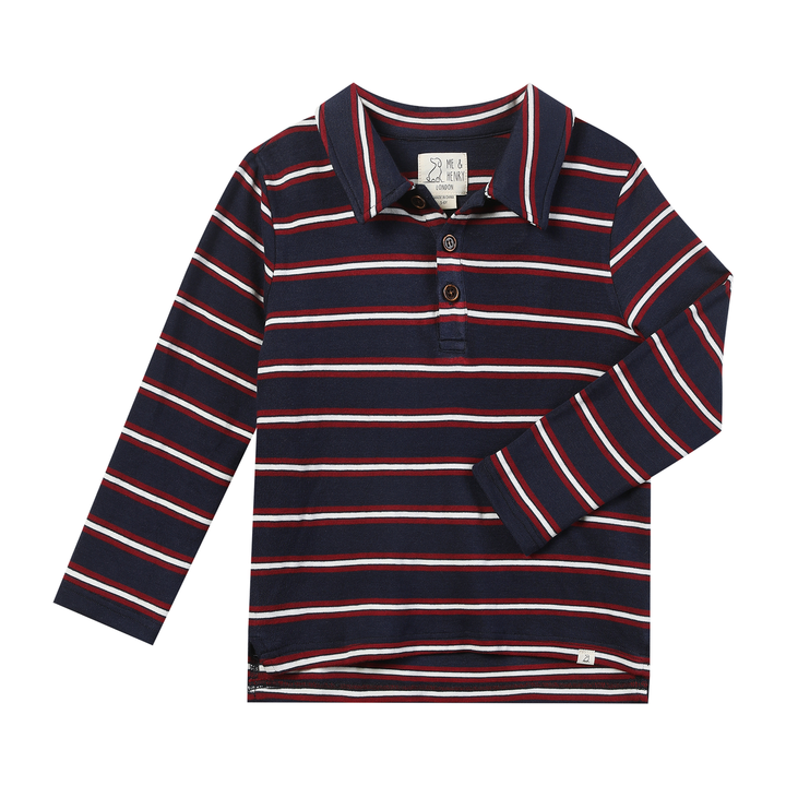 Varsity Polo | Navy & Red Stripe