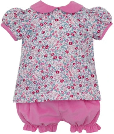 Pink Floral Print Bloomer Set