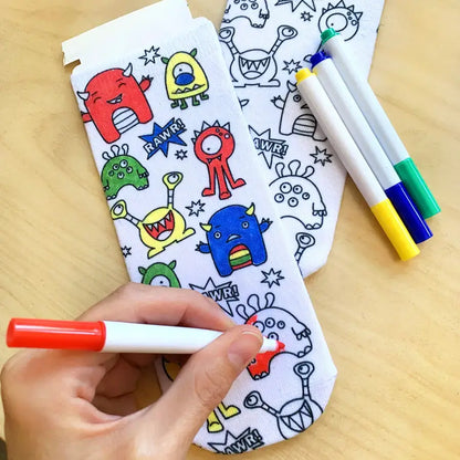 DIY Coloring Kit Socks | Construction Zone