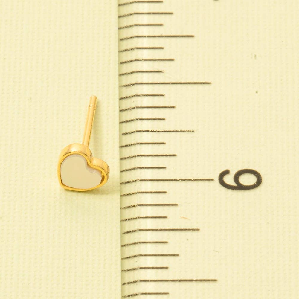Gold Dipped Mini Heart Shell Stud Earrings