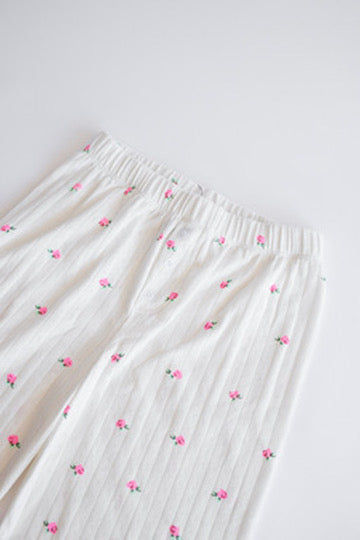 Pointelle Pant | Off White Rose Bud