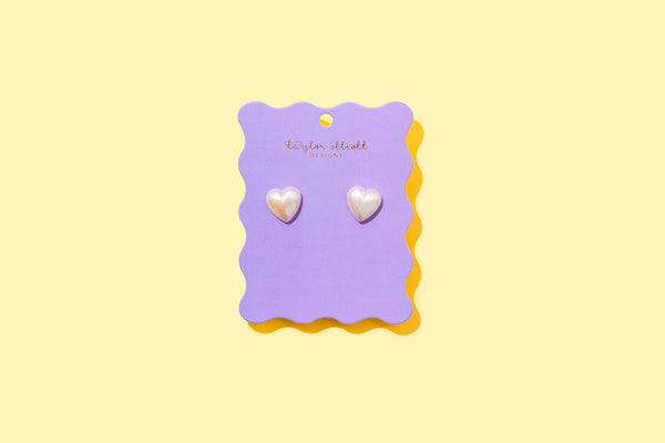 Stud Earrings | Pearl Hearts