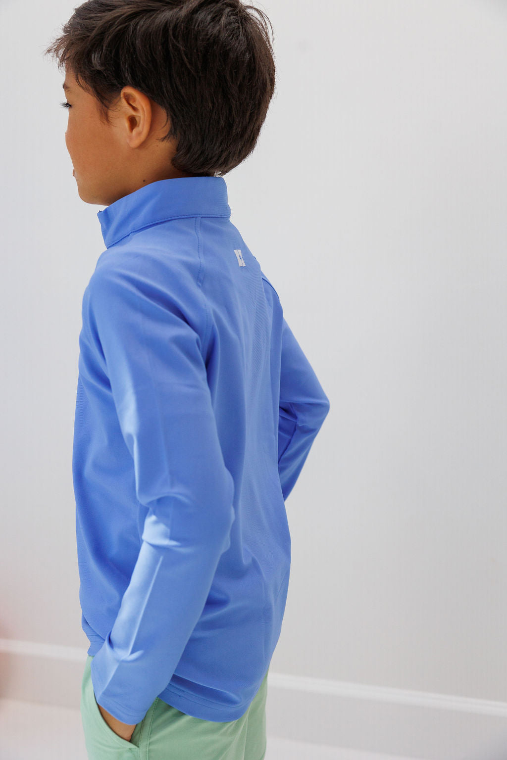 sky blue half zip pullover