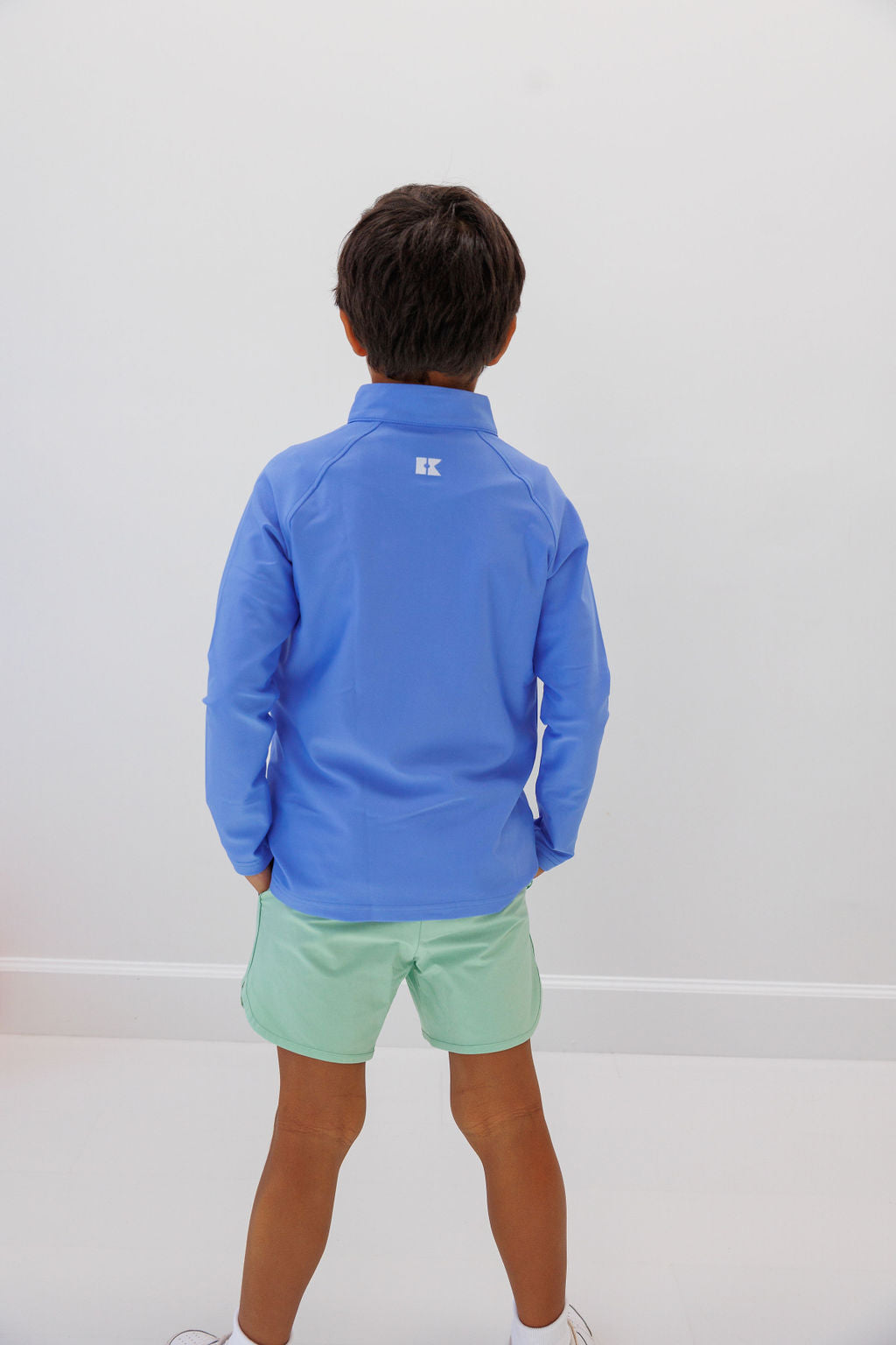 sky blue half zip pullover