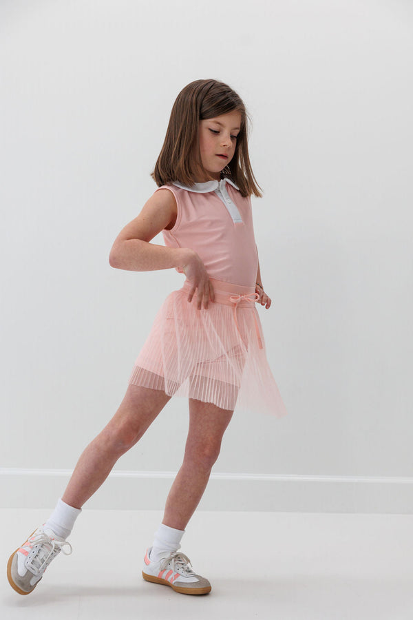 girls pink pleated skort