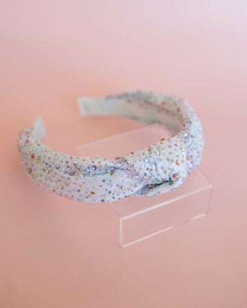 Tulle Crystal Knot Headband | Mint