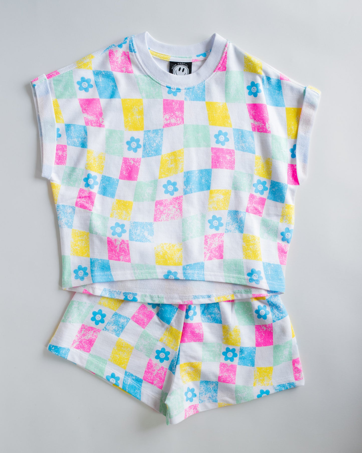 XOXO by Magpies All Over Checker French Terry Short