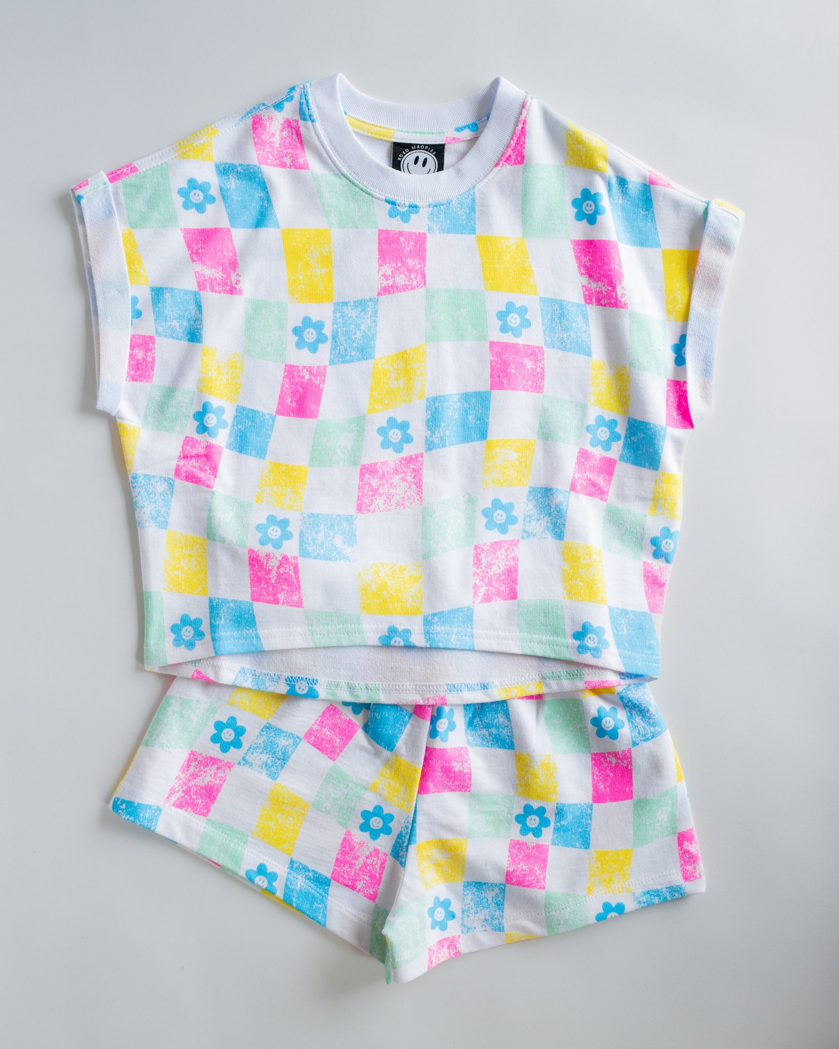 XOXO by Magpies All Over Checker French Terry Short