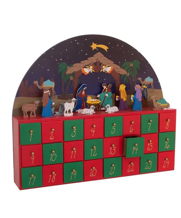 16.5" Wooden Nativity Advent Calendar