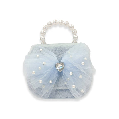 Mesh Bow Furry Purse